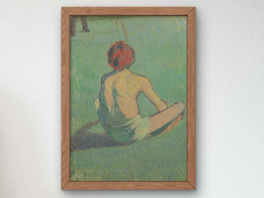 Boy Sitting in the Grass by Émile Bernard 1886, Wall Art Print, Fine Art Reproduction, Museum Quality Decor, Poster