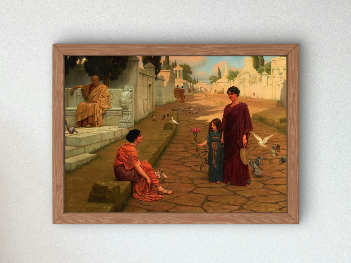 Outside the Gate of Pompeii by John William Godward 1905, Wall Art Print, Fine Art Reproduction, Museum Quality Decor, Poster
