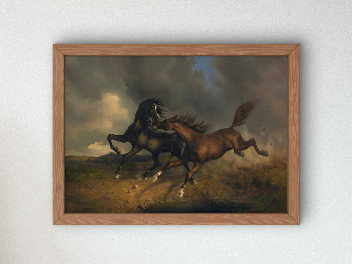 Horses During a Thunderstorm by Johann Rudolf Koller 1846, Wall Art Print, Fine Art Reproduction, Museum Quality Decor, Poster