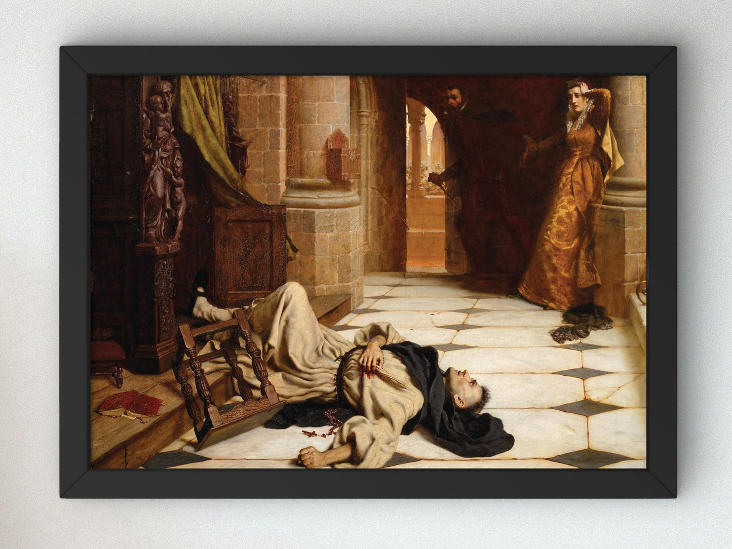 The Confessional by Edmund Blair Leighton 1886, Wall Art Print, Fine Art Reproduction, Museum Quality Decor, Poster