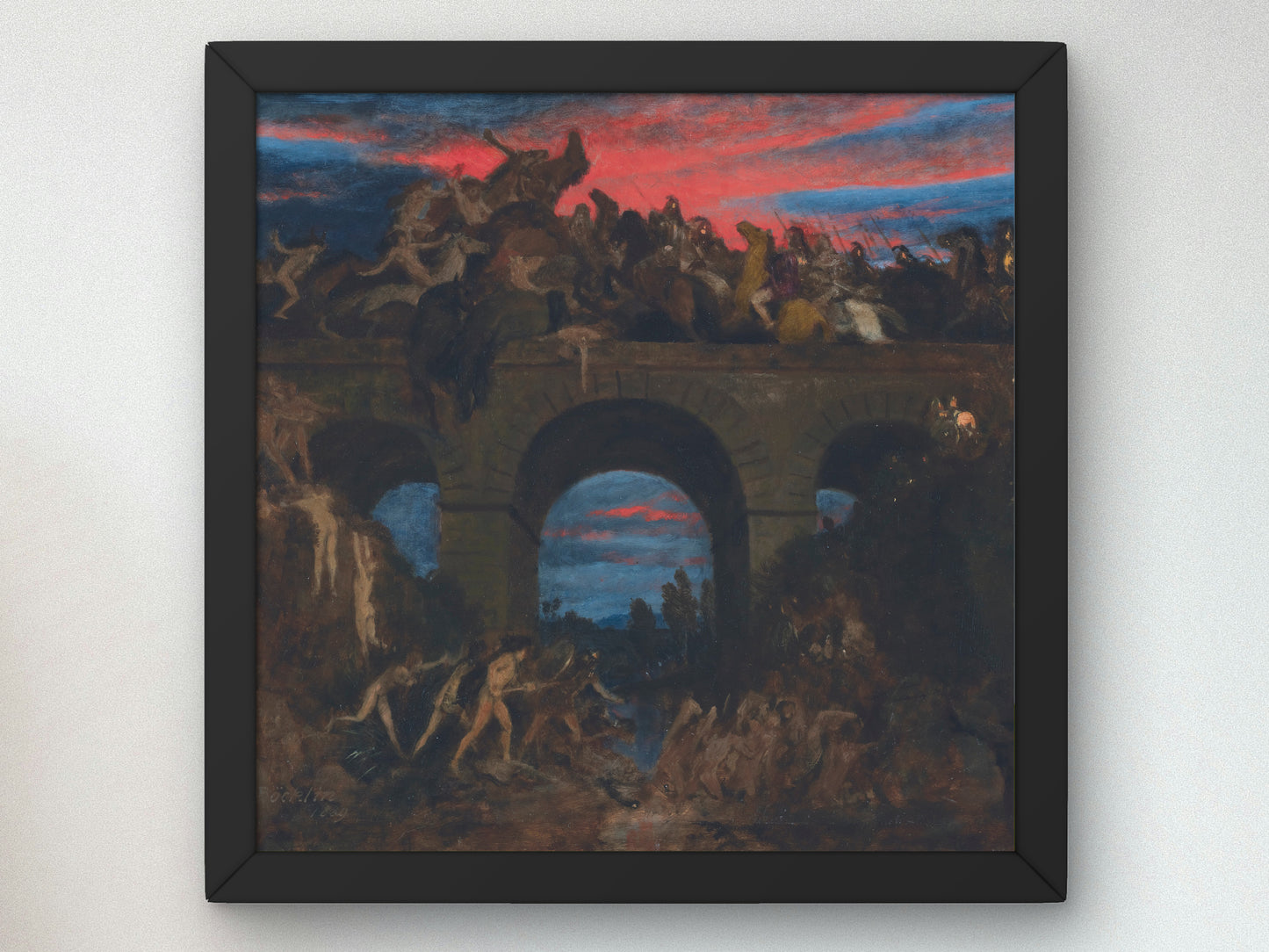 Battle on the Bridge by Arnold Böcklin 1889, Wall Art Print, Fine Art Reproduction, Museum Quality Decor, Poster