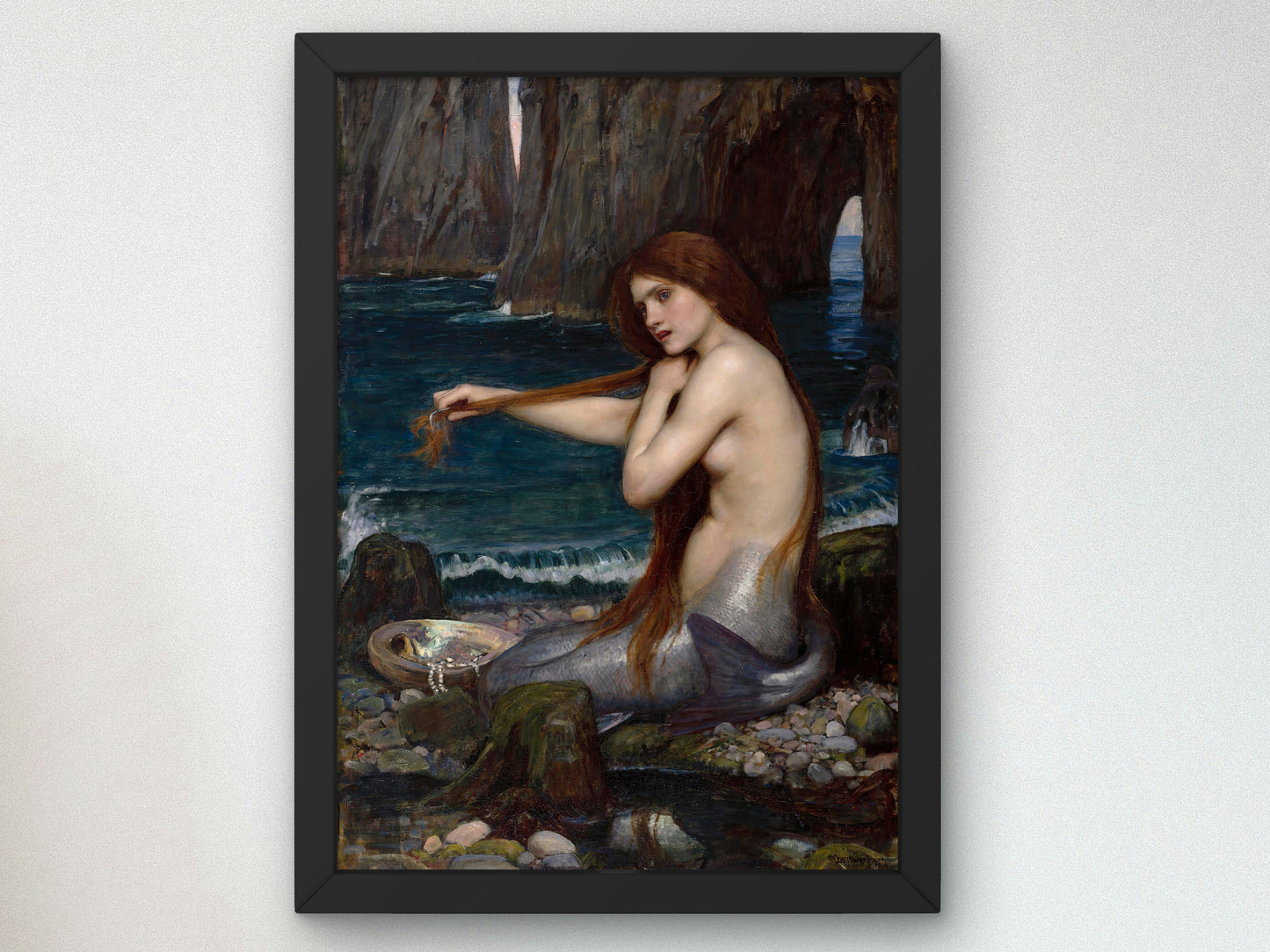 A Mermaid by John William Waterhouse 1900, Wall Art Print, Fine Art Reproduction, Museum Quality Decor, Poster