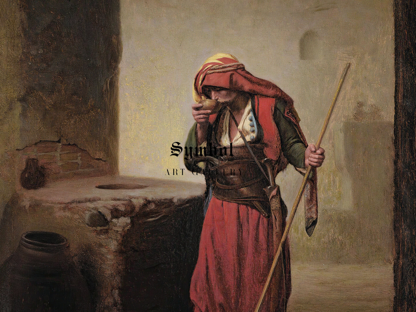 Arnaut Drinking by Jean Leon Gerome 1856, Wall Art Print, Fine Art Reproduction, Museum Quality Decor, Poster