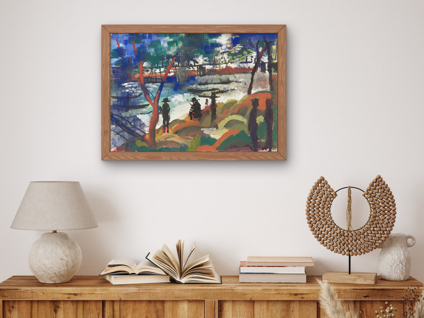 Angler on the River by August Macke 1913, Wall Art Print, Fine Art Reproduction, Museum Quality Decor, Poster