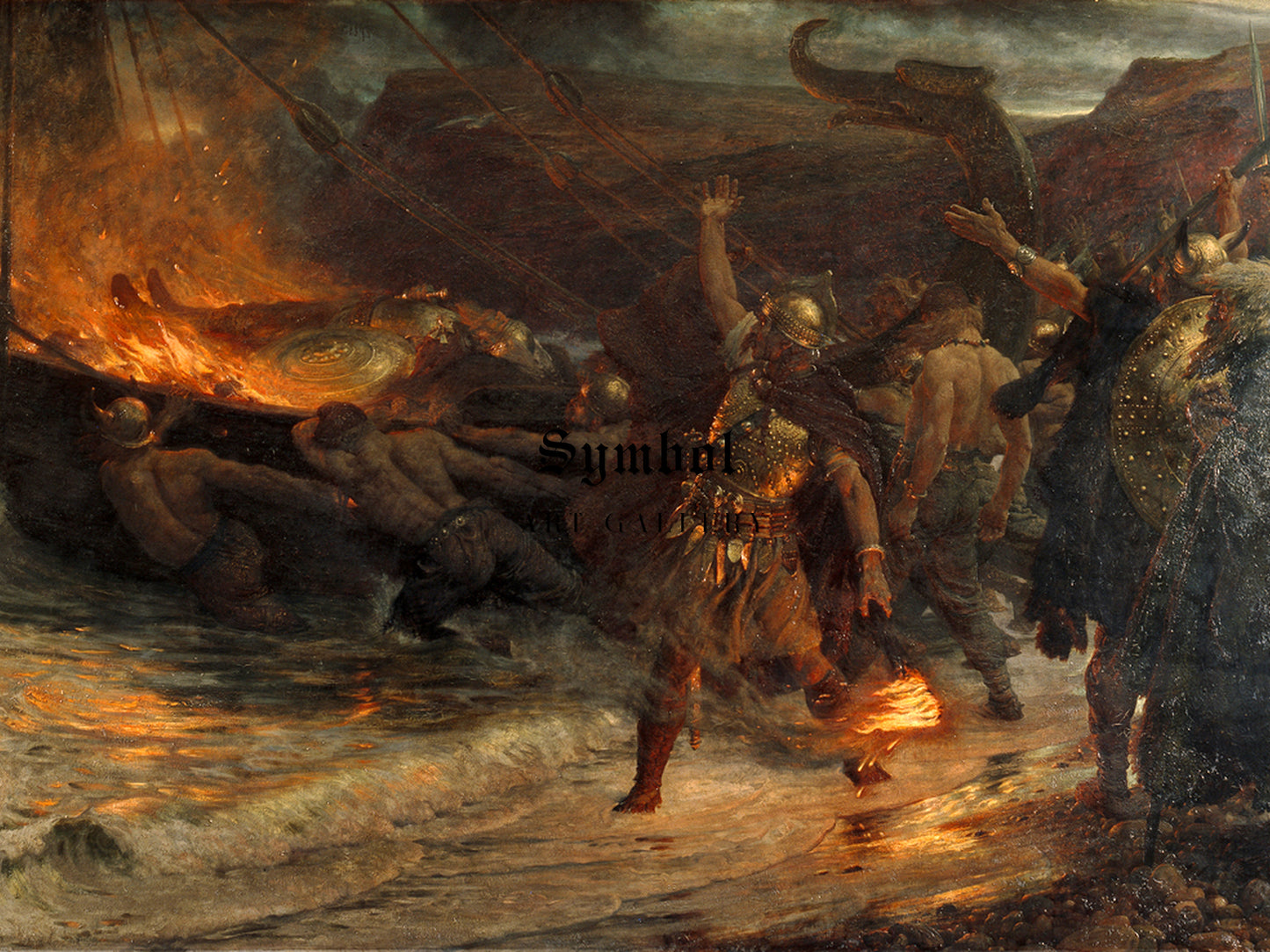 The Funeral of a Viking by Frank Bernard Dicksee 1893, Wall Art Print, Fine Art Reproduction, Museum Quality Decor, Poster