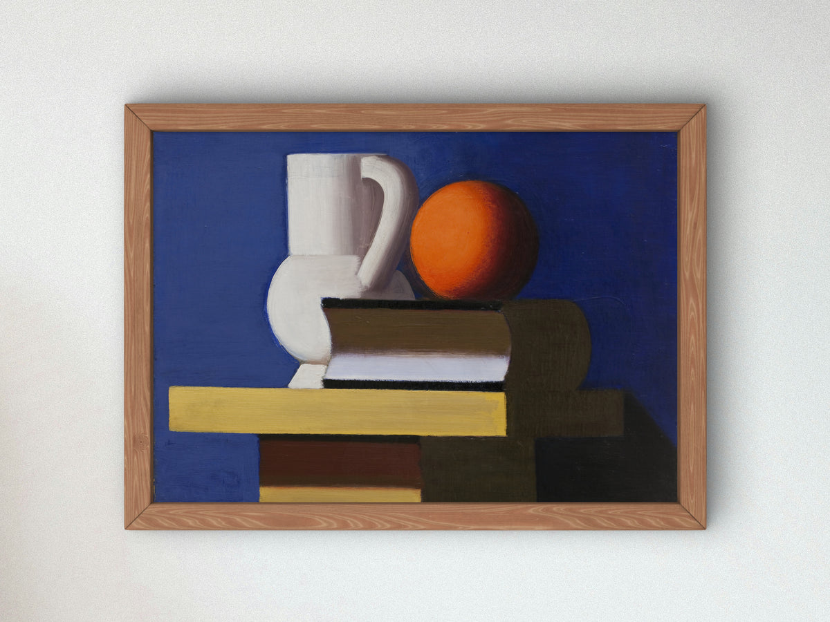Still Life with White Jar, Orange and Book by Vilhelm Lundstrøm 1932, Wall Art Print, Fine Art Reproduction, Museum Quality Decor, Poster