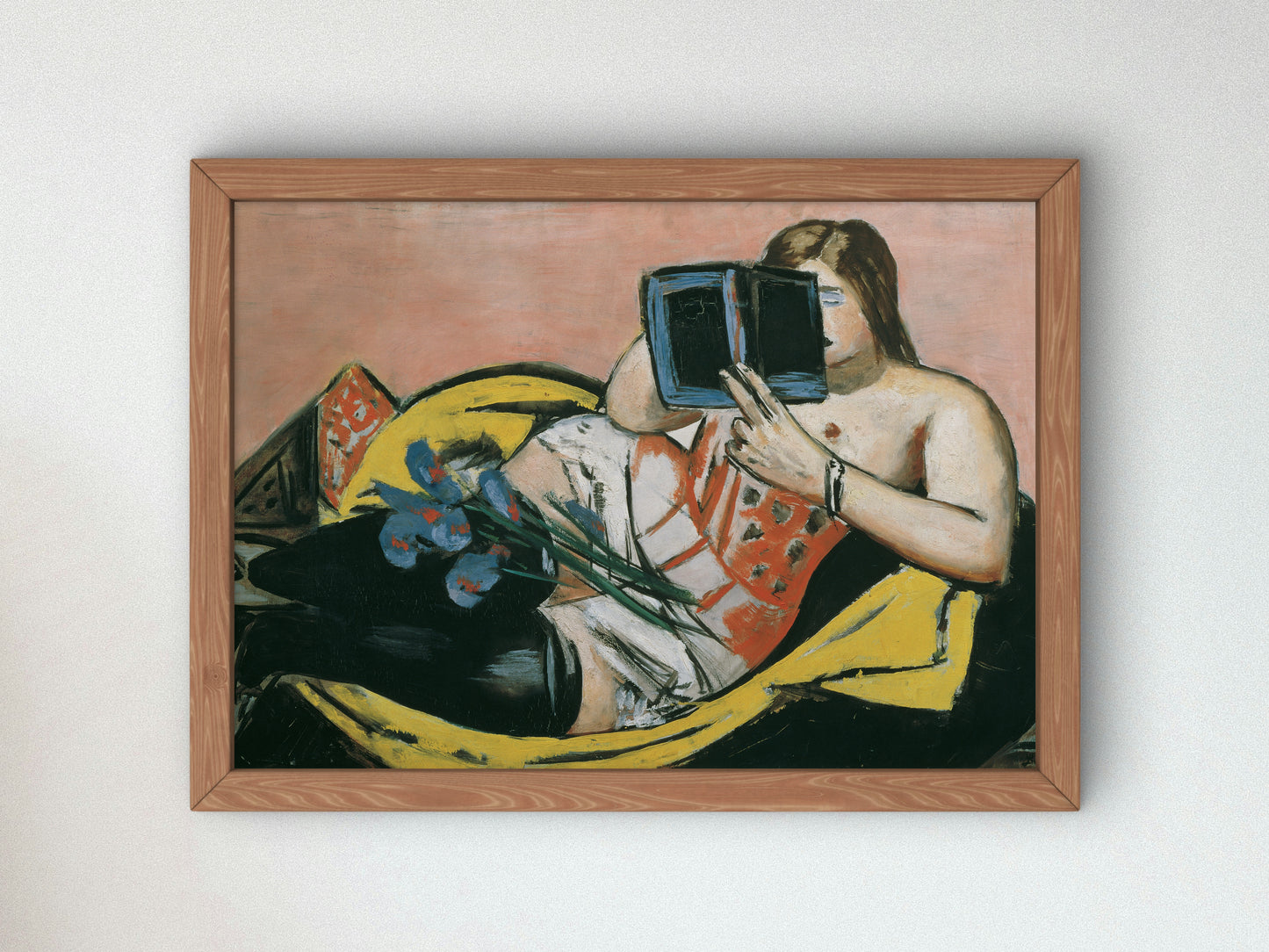 Reclining Woman with Book and Irises by Max Beckmann 1931, Wall Art Print, Fine Art Reproduction, Museum Quality Decor, Poster