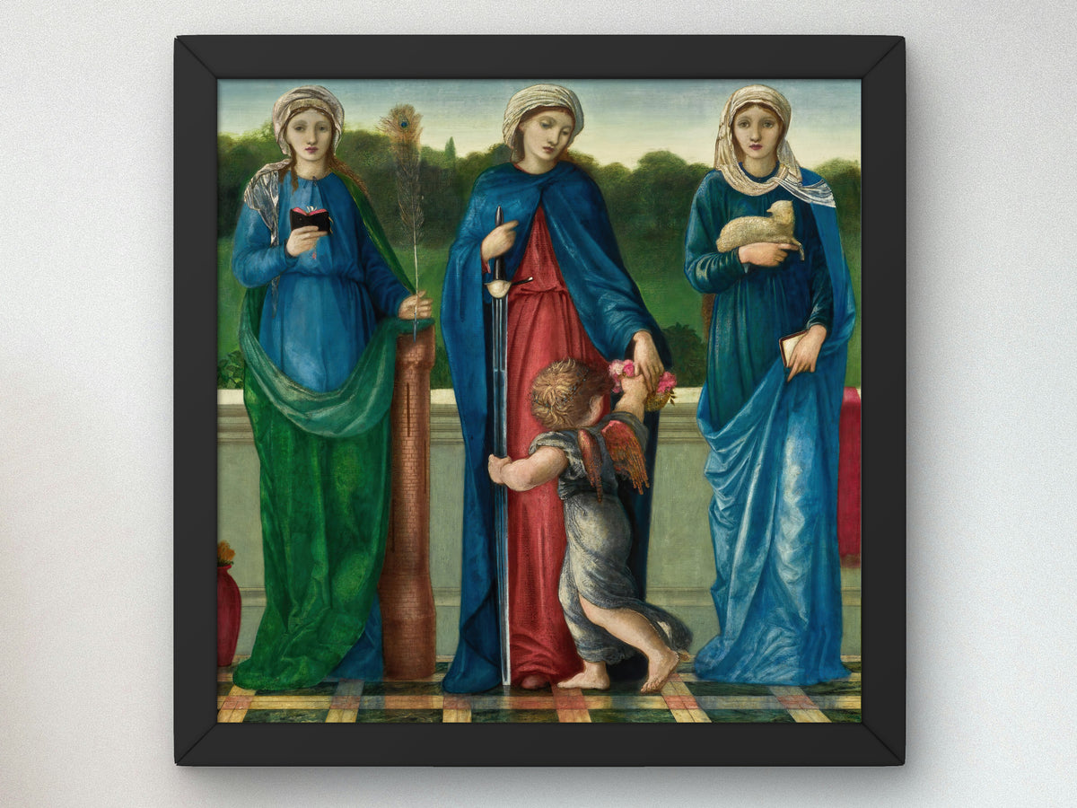 St Barbara, St Dorothy and St Agnes by Sir Edward Coley Burne Jones, Wall Art Print, Fine Art Reproduction, Museum Quality Decor, Poster