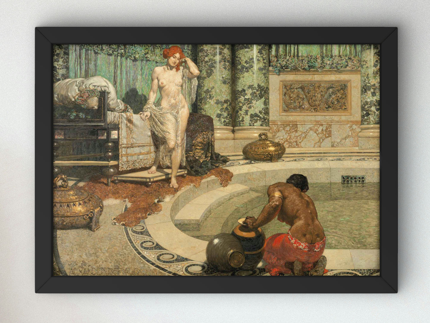 Roman Bath Scene II by Alexander Rothaug 1905, Wall Art Print, Fine Art Reproduction, Museum Quality Decor, Poster