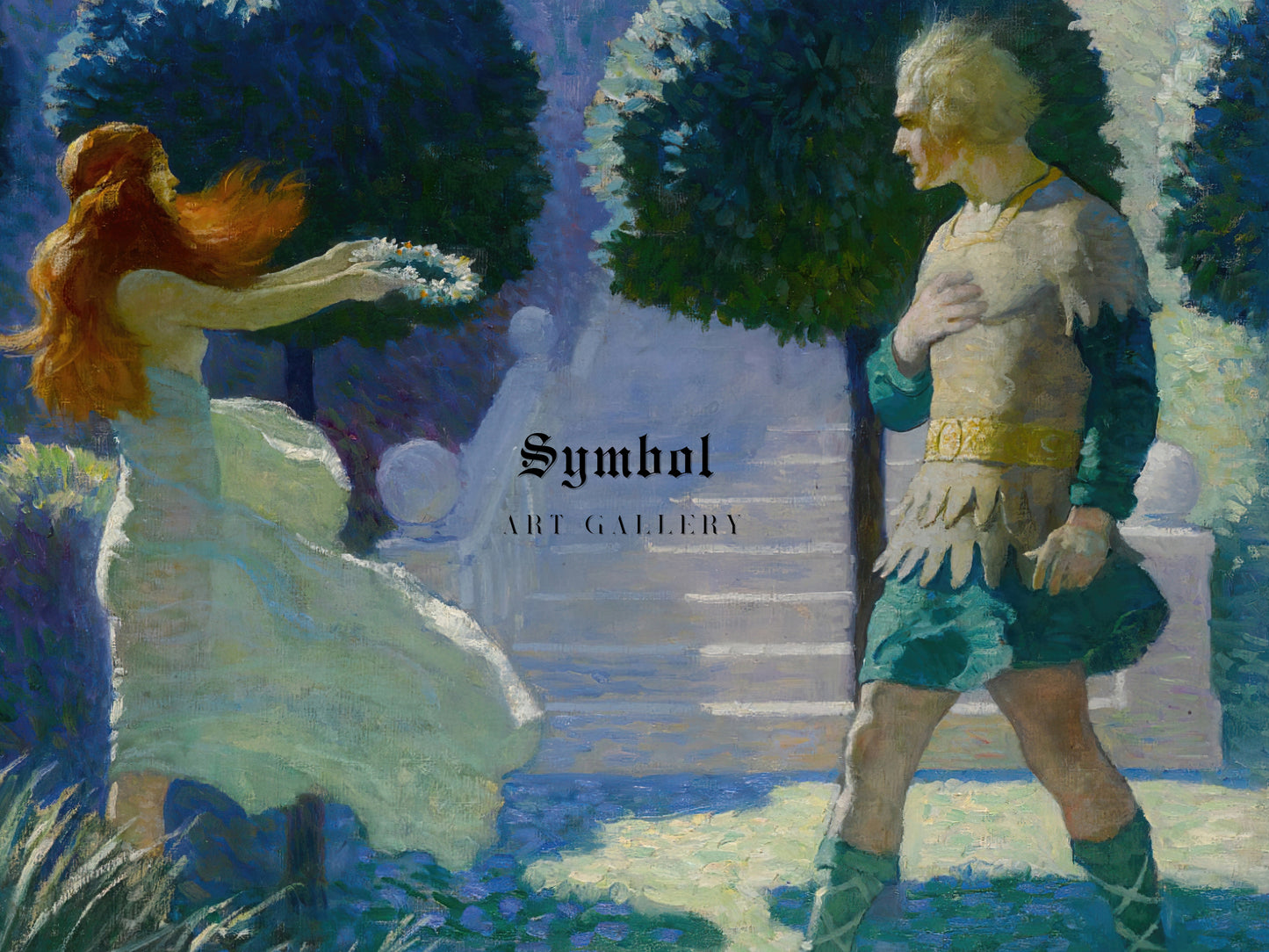 Ogier and Morgana by Newell Convers Wyeth 1924, Wall Art Print, Fine Art Reproduction, Museum Quality Decor, Poster