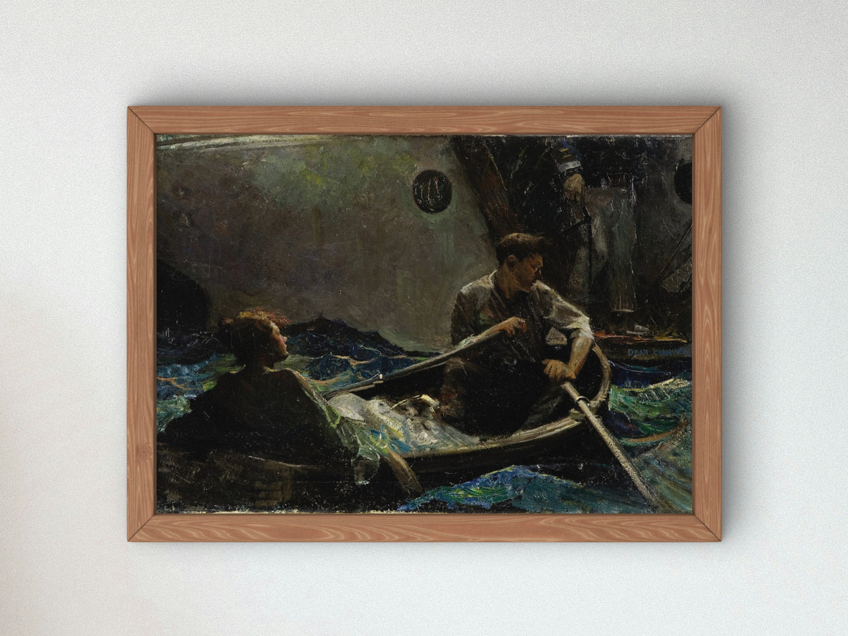 Couple in a Rowboat by Dean Cornwell 1915, Wall Art Print, Fine Art Reproduction, Museum Quality Decor, Poster