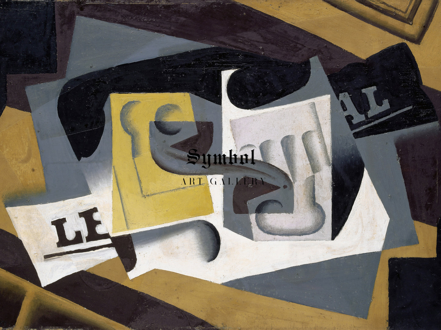 Glass and Newspaper by Juan Gris 1917, Wall Art Print, Fine Art Reproduction, Museum Quality Decor, Poster