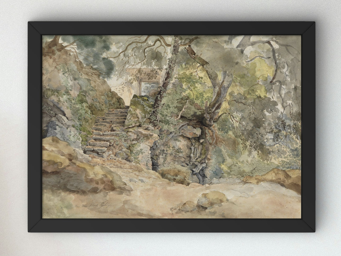 From the Park of Villa Chigi in Ariccia by Ernst Fries 1824, Wall Art Print, Fine Art Reproduction, Museum Quality Decor, Poster