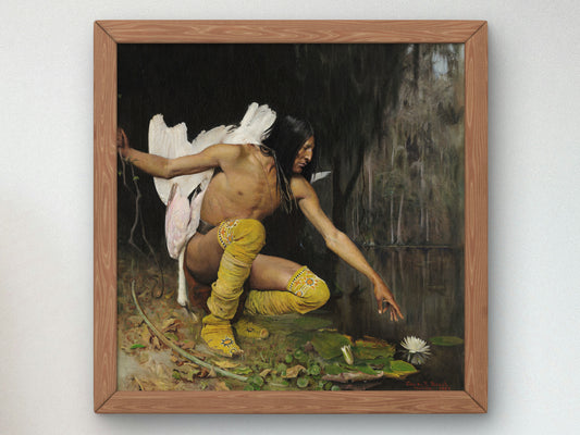 The Indian and the Lily by George de Forest Brush 1887, Wall Art Print, Fine Art Reproduction, Museum Quality Decor, Poster