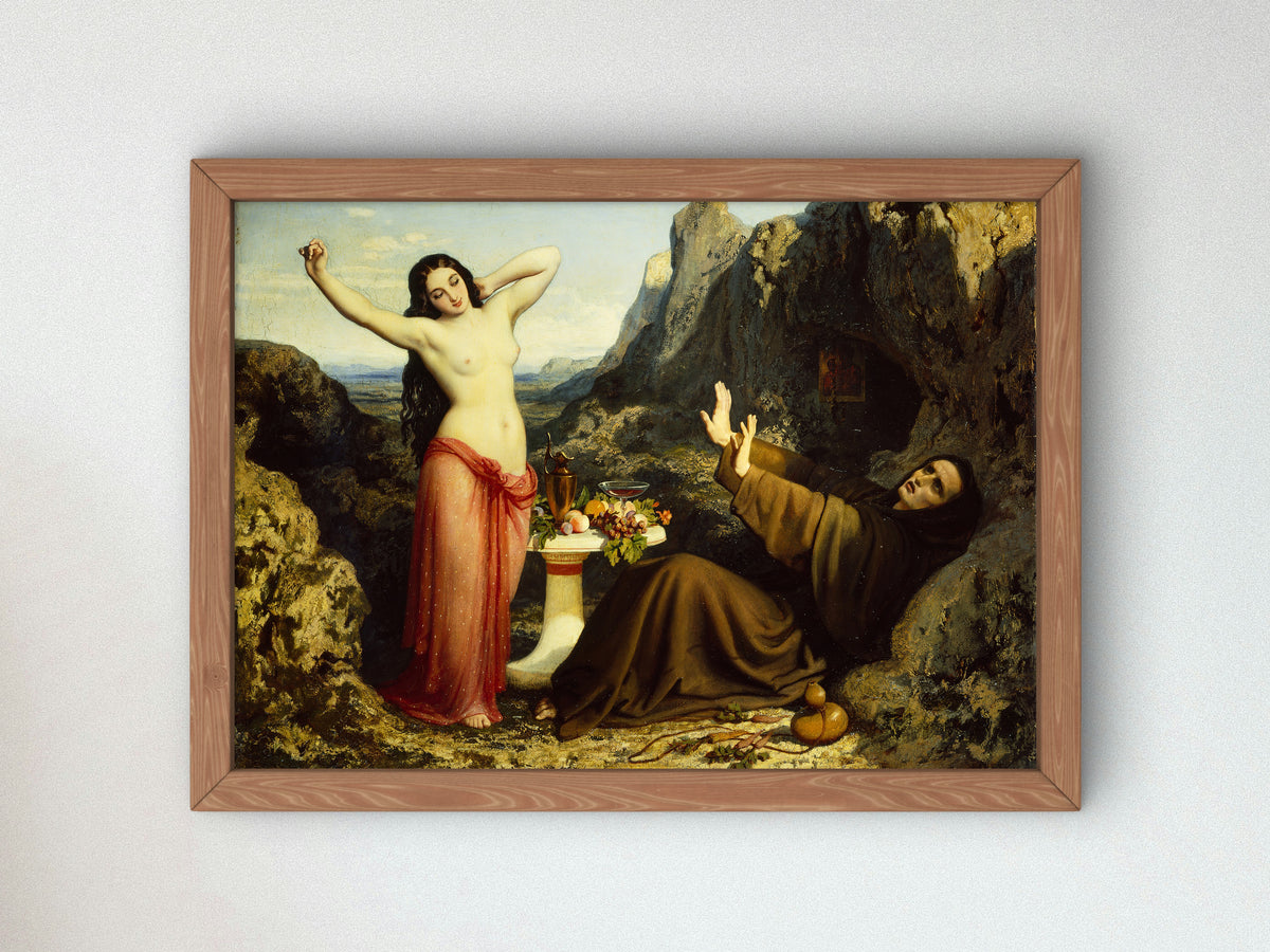 The Temptation of Saint Hilarion by Dominique Louis Papety 1843, Wall Art Print, Fine Art Reproduction, Museum Quality Decor, Poster
