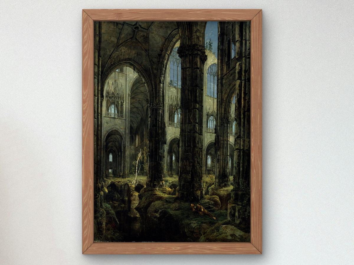 Gothic Church Ruins by Carl Blechen, Wall Art Print, Fine Art Reproduction, Museum Quality Decor, Poster