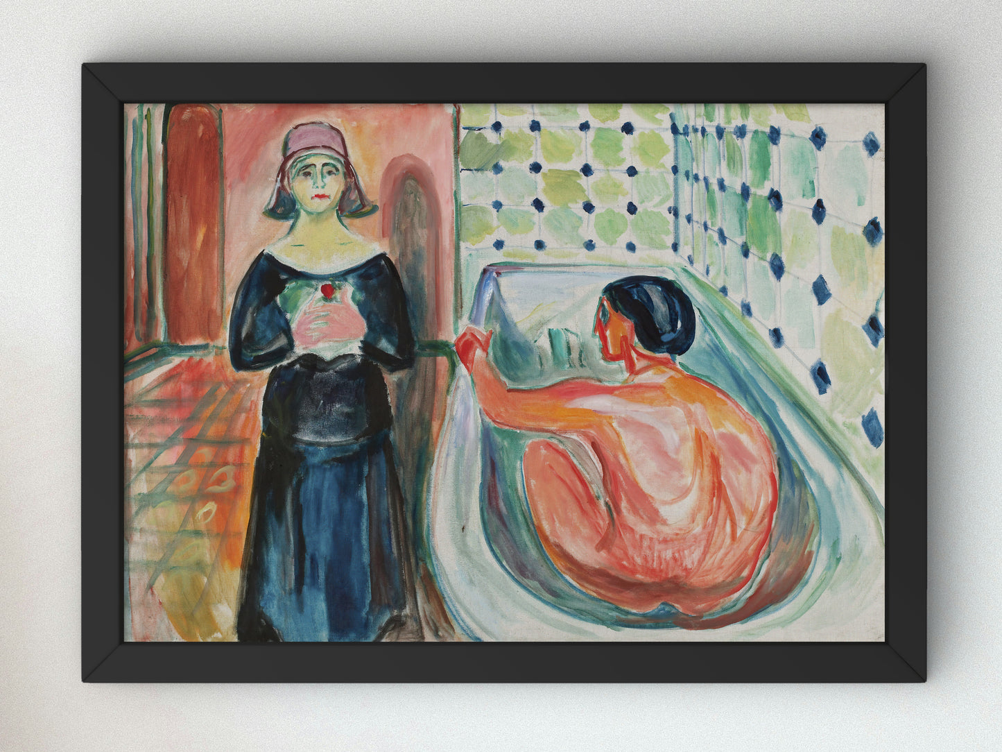 Marat in the Bath and Charlotte Corday by Edvard Munch 1930, Wall Art Print, Fine Art Reproduction, Museum Quality Decor, Poster