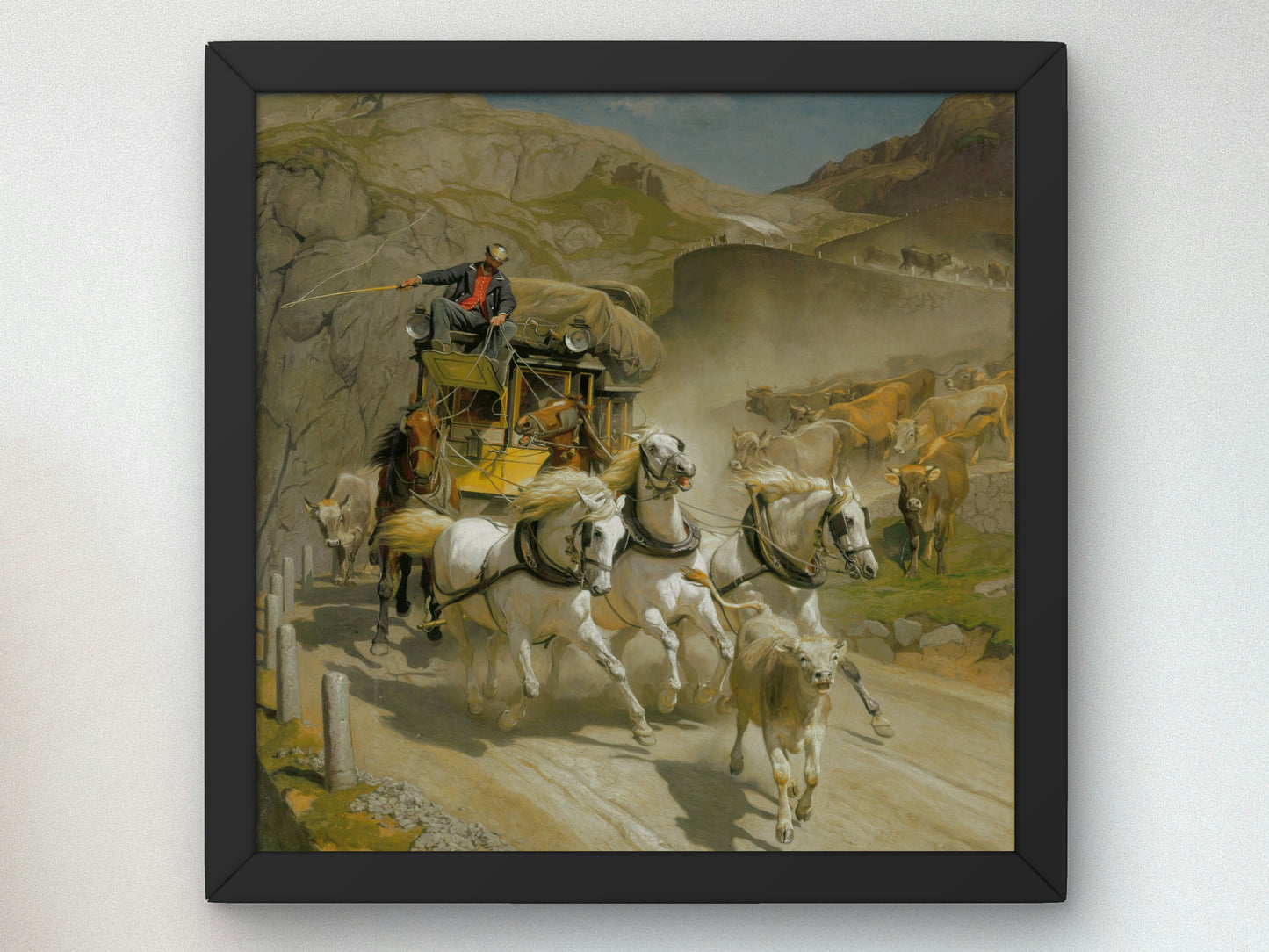 The Gotthard Mail Coach by Rudolf Koller 1873, Wall Art Print, Fine Art Reproduction, Museum Quality Decor, Poster