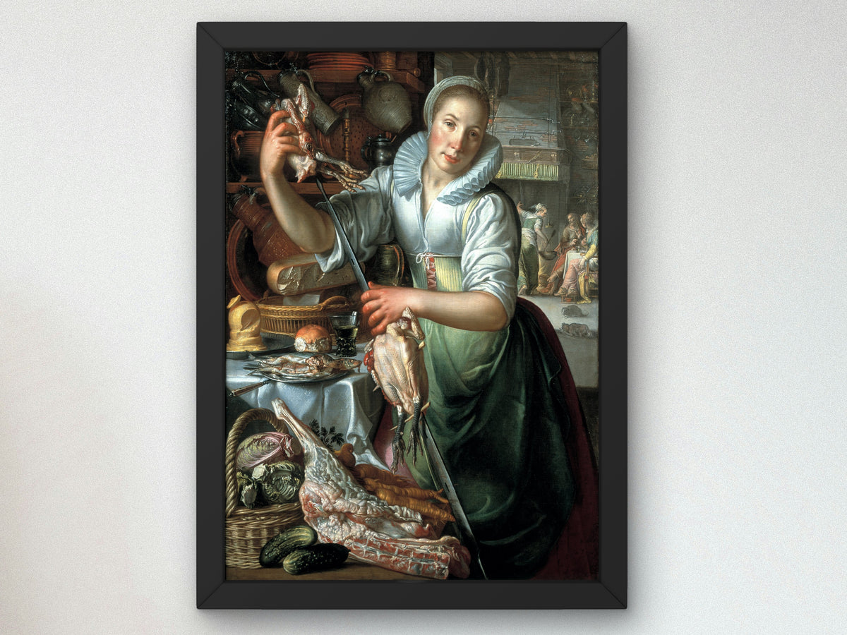 The Kitchen Maid by Joachim Wtewael 1615, Wall Art Print, Fine Art Reproduction, Museum Quality Decor, Poster