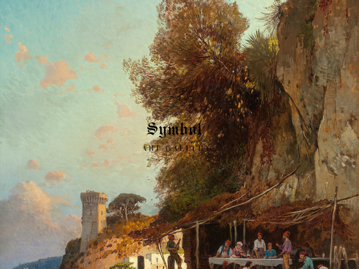 Refuge by the Sea by Hermann David Salomon Corrodi, Wall Art Print, Fine Art Reproduction, Museum Quality Decor, Poster