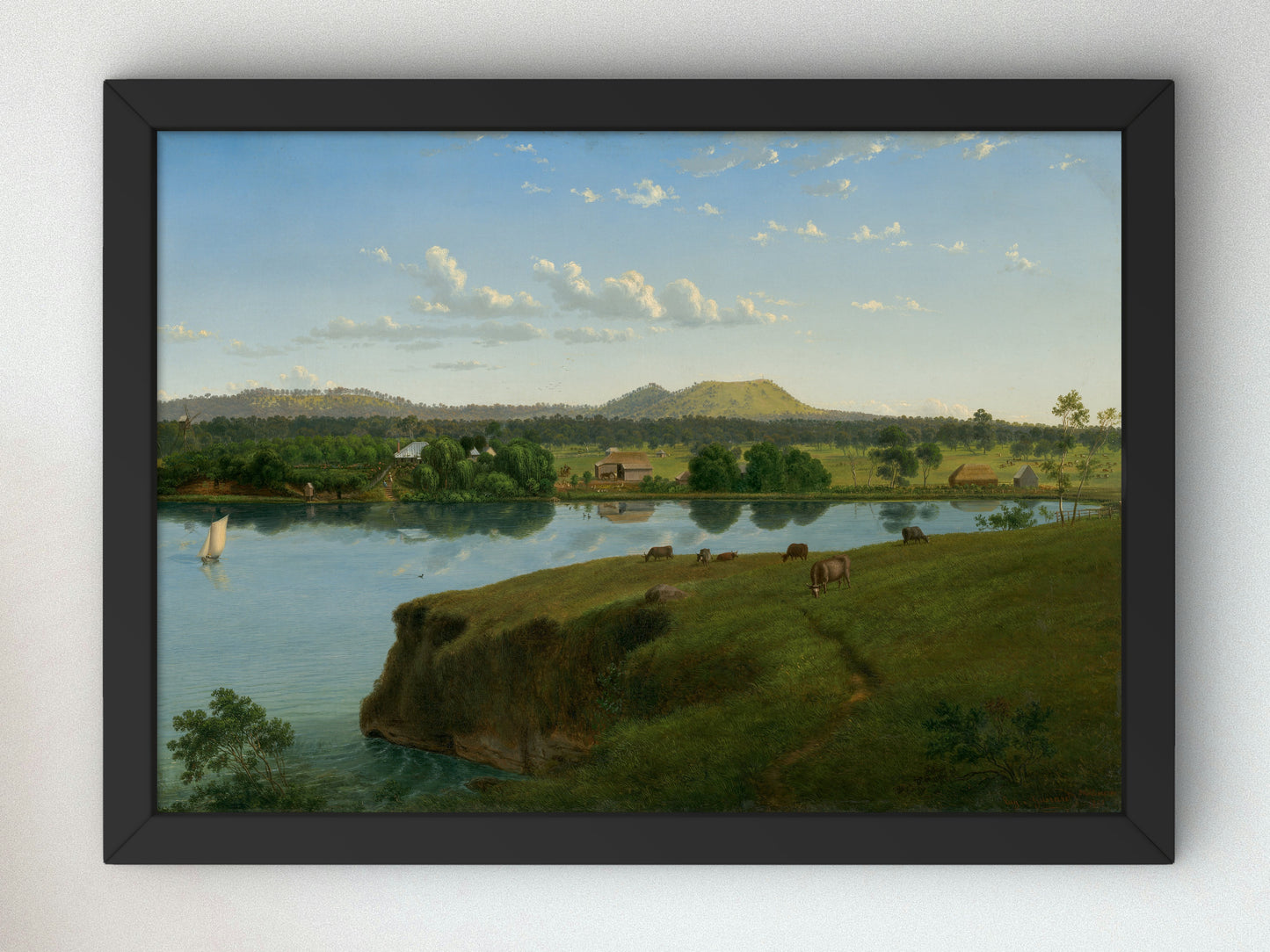 Purrumbete from across the lake by Eugene von Guérard 1858, Wall Art Print, Fine Art Reproduction, Museum Quality Decor, Poster