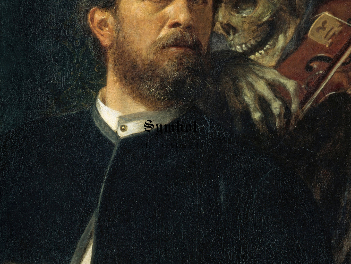 Self Portrait with Fiddling Death by Arnold Böcklin 1872, Wall Art Print, Fine Art Reproduction, Museum Quality Decor, Poster