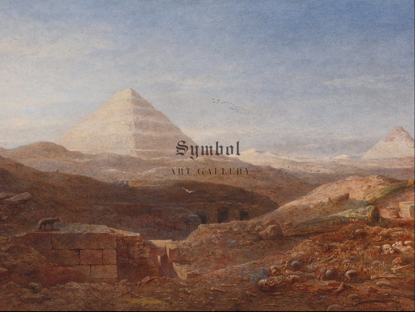 Near the Pyramid Sakkara by Edward Angelo Goodall 1874, Wall Art Print, Fine Art Reproduction, Museum Quality Decor, Poster