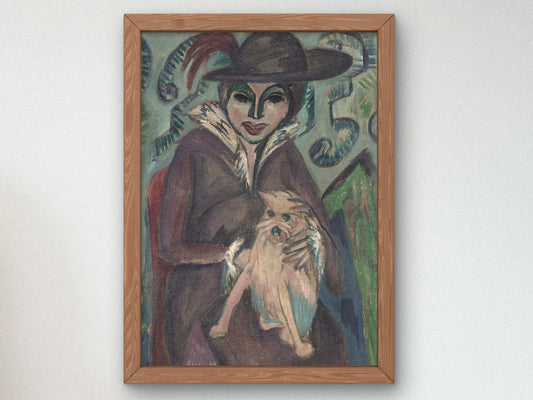 Woman with Dog I by Ernst Ludwig Kirchner 1912, Wall Art Print, Fine Art Reproduction, Museum Quality Decor, Poster