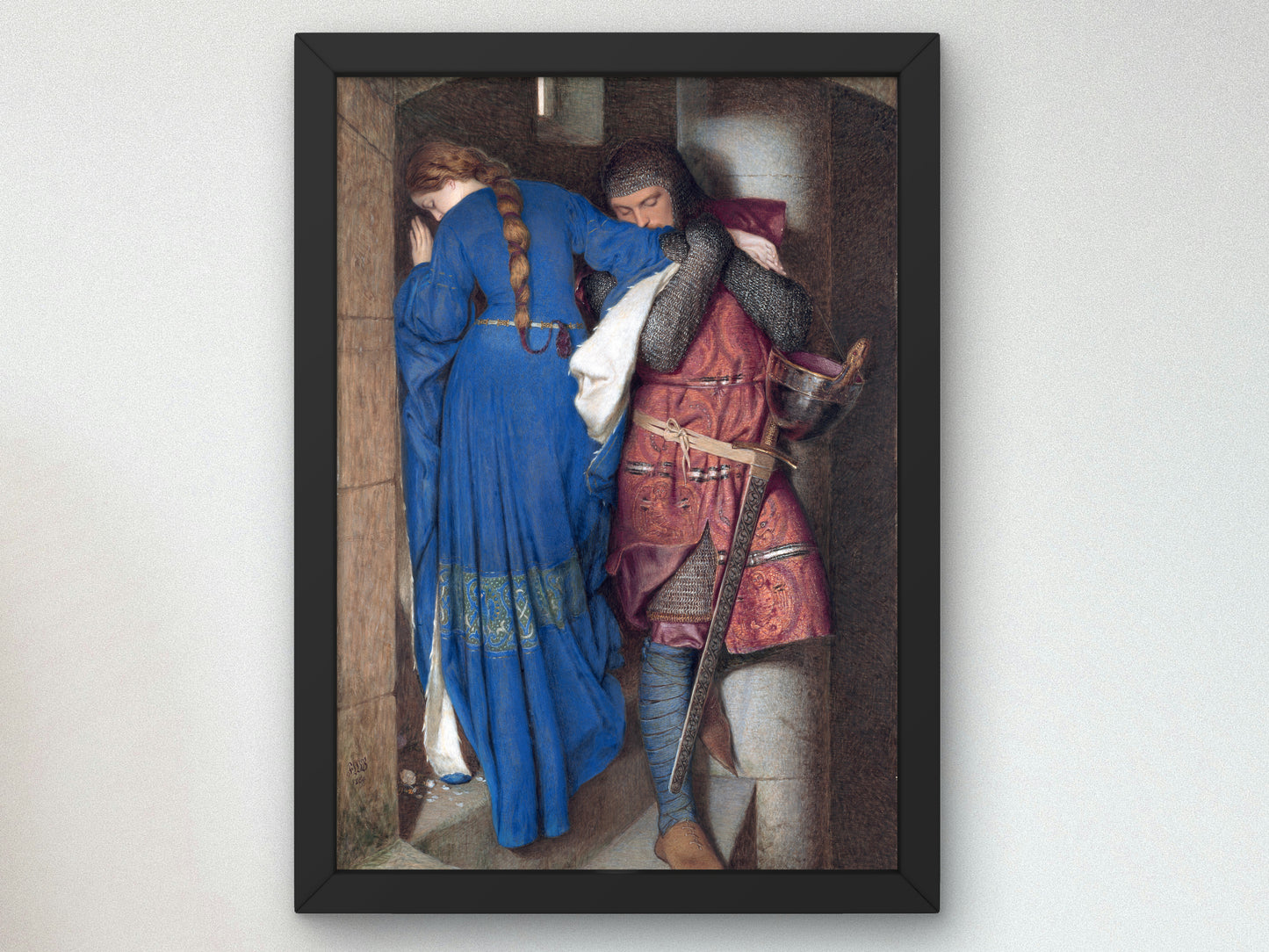 The Meeting on the Turret Stairs by Frederic William Burton 1864, Wall Art Print, Fine Art Reproduction, Museum Quality Decor, Poster