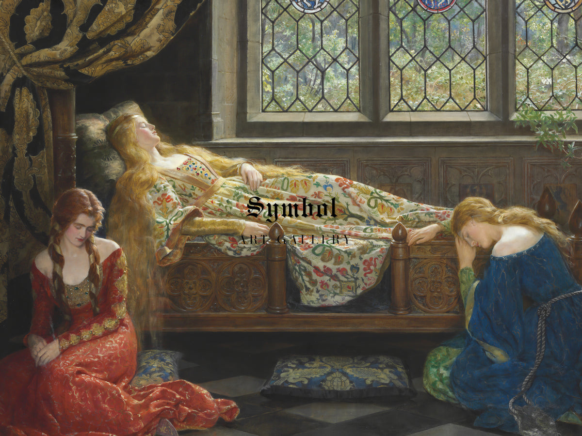 The Sleeping Beauty by John Collier 1921, Wall Art Print, Fine Art Reproduction, Museum Quality Decor, Poster