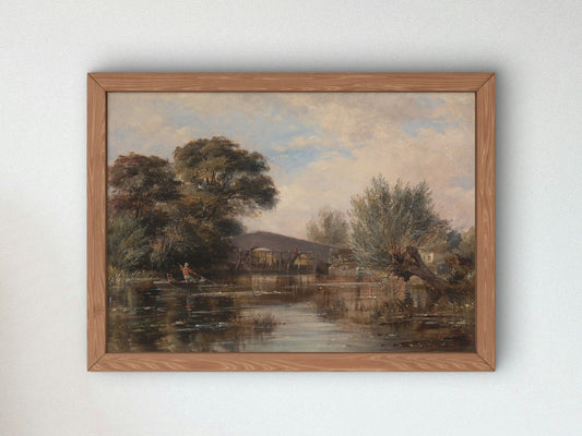 Godstow Bridge near Oxford by Edward William Cooke 1835, Wall Art Print, Fine Art Reproduction, Museum Quality Decor, Poster