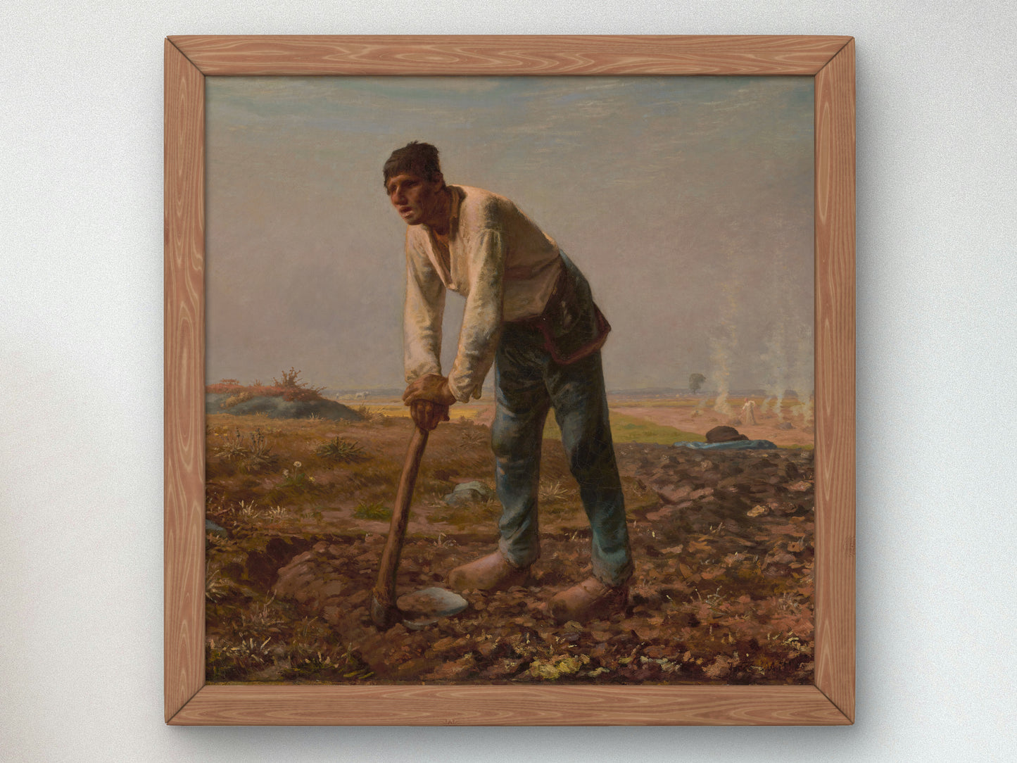 Man with a Hoe by Jean François Millet 1860, Wall Art Print, Fine Art Reproduction, Museum Quality Decor, Poster