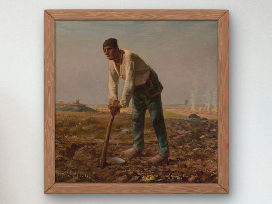 Man with a Hoe by Jean François Millet 1860, Wall Art Print, Fine Art Reproduction, Museum Quality Decor, Poster