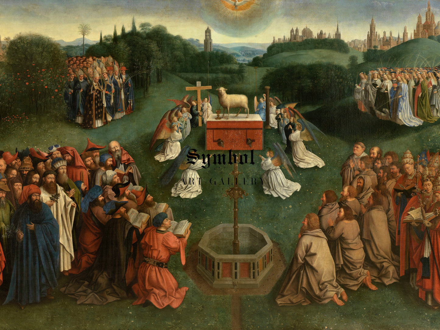 Adoration of the Lamb by Jan van Eyck 1432, Wall Art Print, Fine Art Reproduction, Museum Quality Decor, Poster