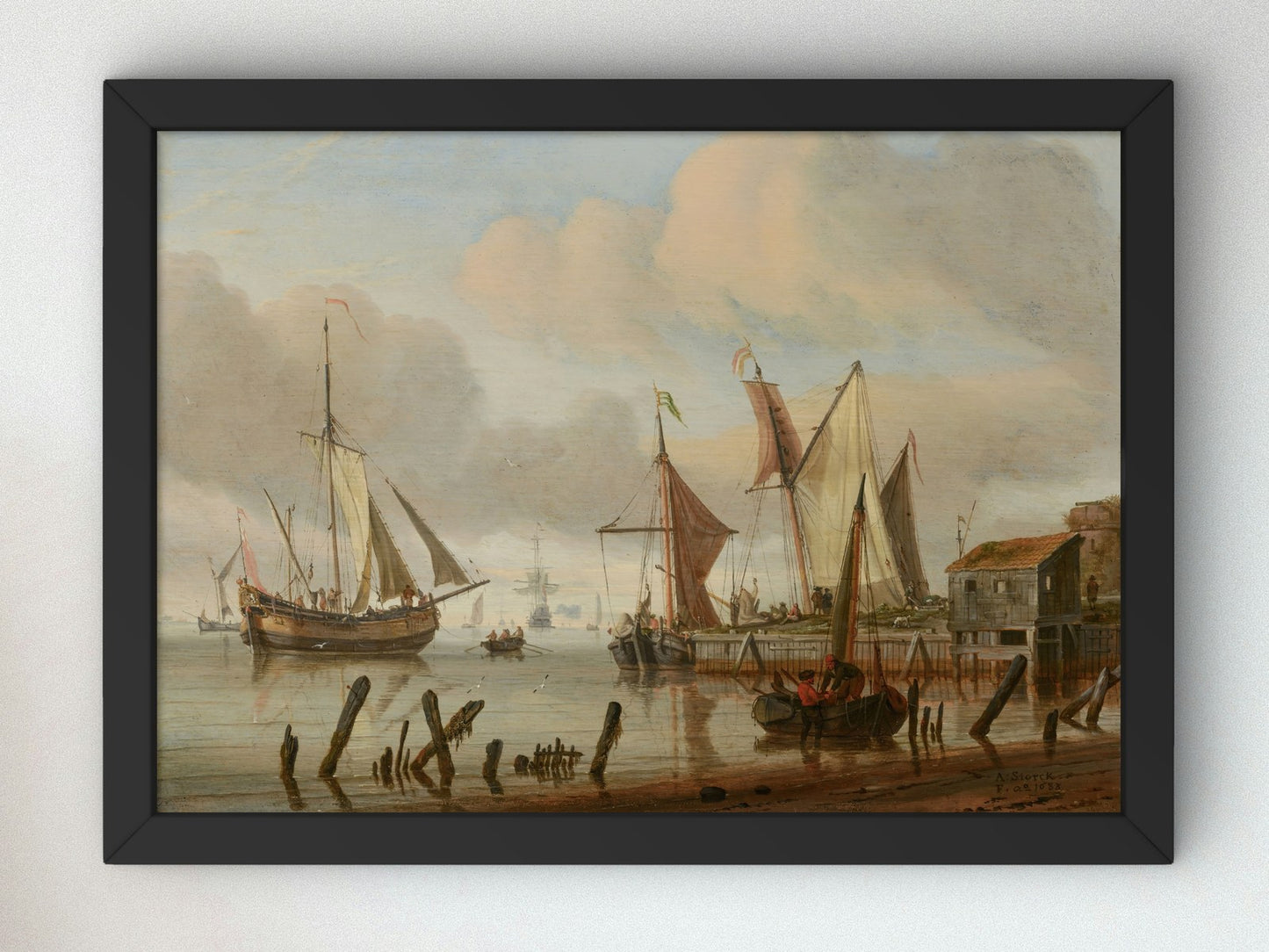 Boats at a Mooring Place by Abraham Storck 1683, Wall Art Print, Fine Art Reproduction, Museum Quality Decor, Poster