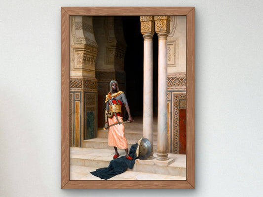 A Nubian Guard by Ludwig Deutsch 1895, Wall Art Print, Fine Art Reproduction, Museum Quality Decor, Poster