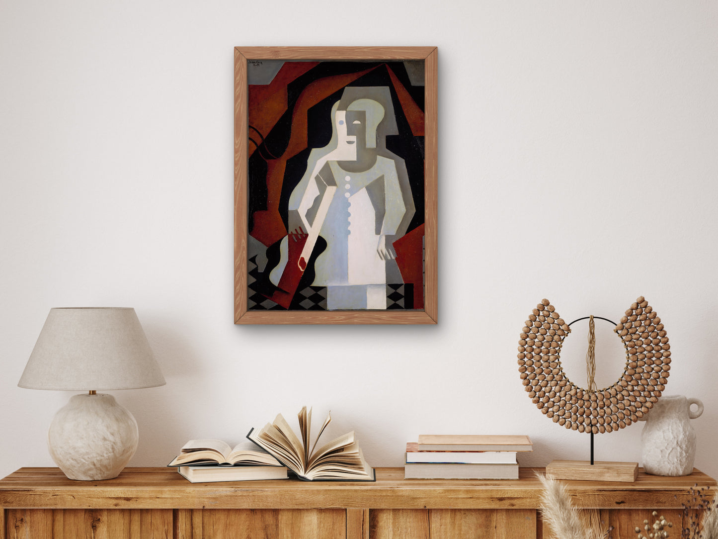 Pierrot with Guitar by Juan Gris 1919, Wall Art Print, Fine Art Reproduction, Museum Quality Decor, Poster