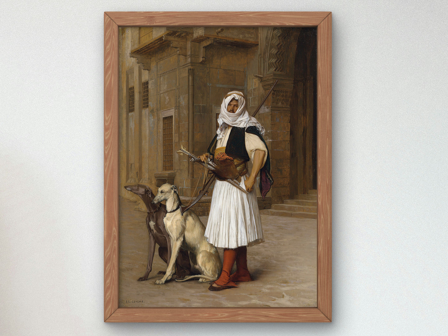 Arnaut and Two Whippets by Jean Léon Gérôme 1867, Wall Art Print, Fine Art Reproduction, Museum Quality Decor, Poster