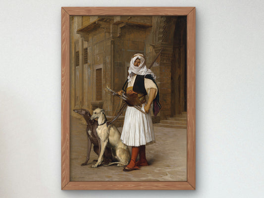 Arnaut and Two Whippets by Jean Léon Gérôme 1867, Wall Art Print, Fine Art Reproduction, Museum Quality Decor, Poster