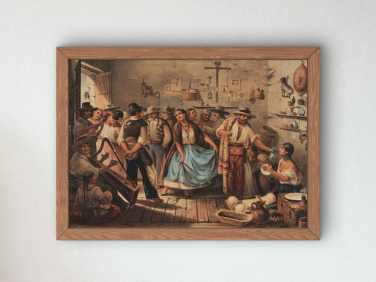 Trajes Mexicanos en Fandango by Casimiro Castro 1855, Wall Art Print, Fine Art Reproduction, Museum Quality Decor, Poster
