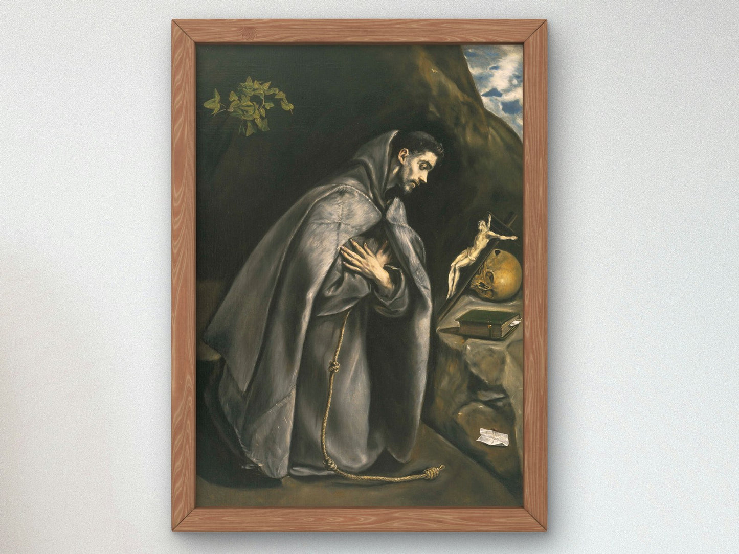 Saint Francis Venerating the Crucifix by El Greco 1595, Wall Art Print, Fine Art Reproduction, Museum Quality Decor, Poster