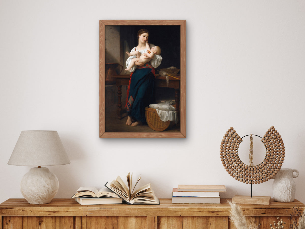 First Caresses by William Bouguereau 1901, Wall Art Print, Fine Art Reproduction, Museum Quality Decor, Poster