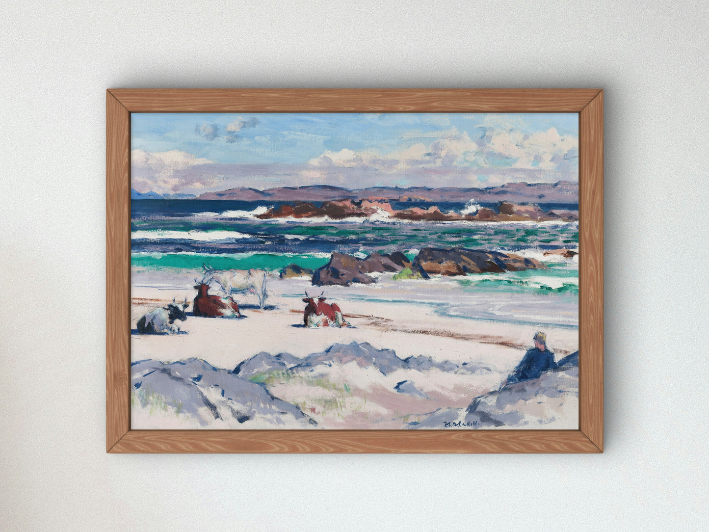Cattle on the Shore, Iona by Francis Cadell, Wall Art Print, Fine Art Reproduction, Museum Quality Decor, Poster