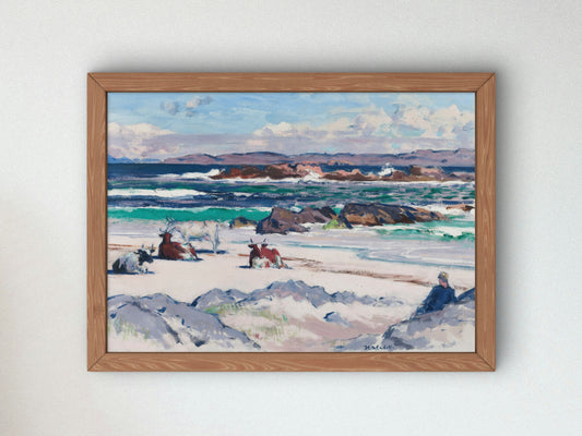 Cattle on the Shore, Iona by Francis Cadell, Wall Art Print, Fine Art Reproduction, Museum Quality Decor, Poster