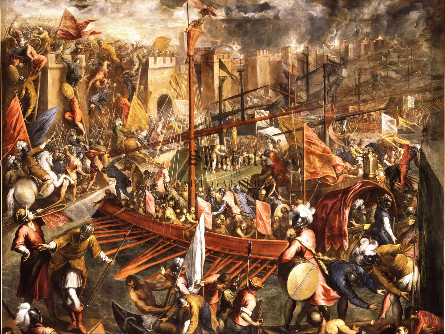 The Crusaders Army Attacks Constantinople by Palma il Giovane 1587, Wall Art Print, Fine Art Reproduction, Museum Quality Decor, Poster