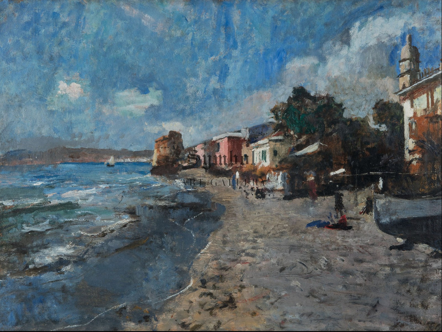 La spiaggia di Alassio by Emilio Gola 1918, Wall Art Print, Fine Art Reproduction, Museum Quality Decor, Poster