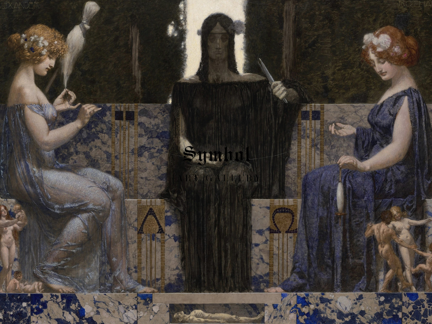 The Three Fates by Alexander Rothaug 1910, Wall Art Print, Fine Art Reproduction, Museum Quality Decor, Poster
