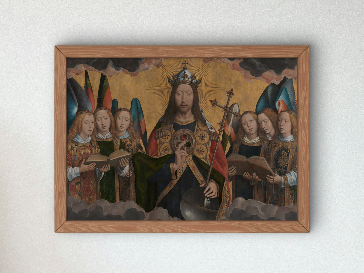 God the Father with Singing Angels by Hans Memling 1483, Wall Art Print, Fine Art Reproduction, Museum Quality Decor, Poster