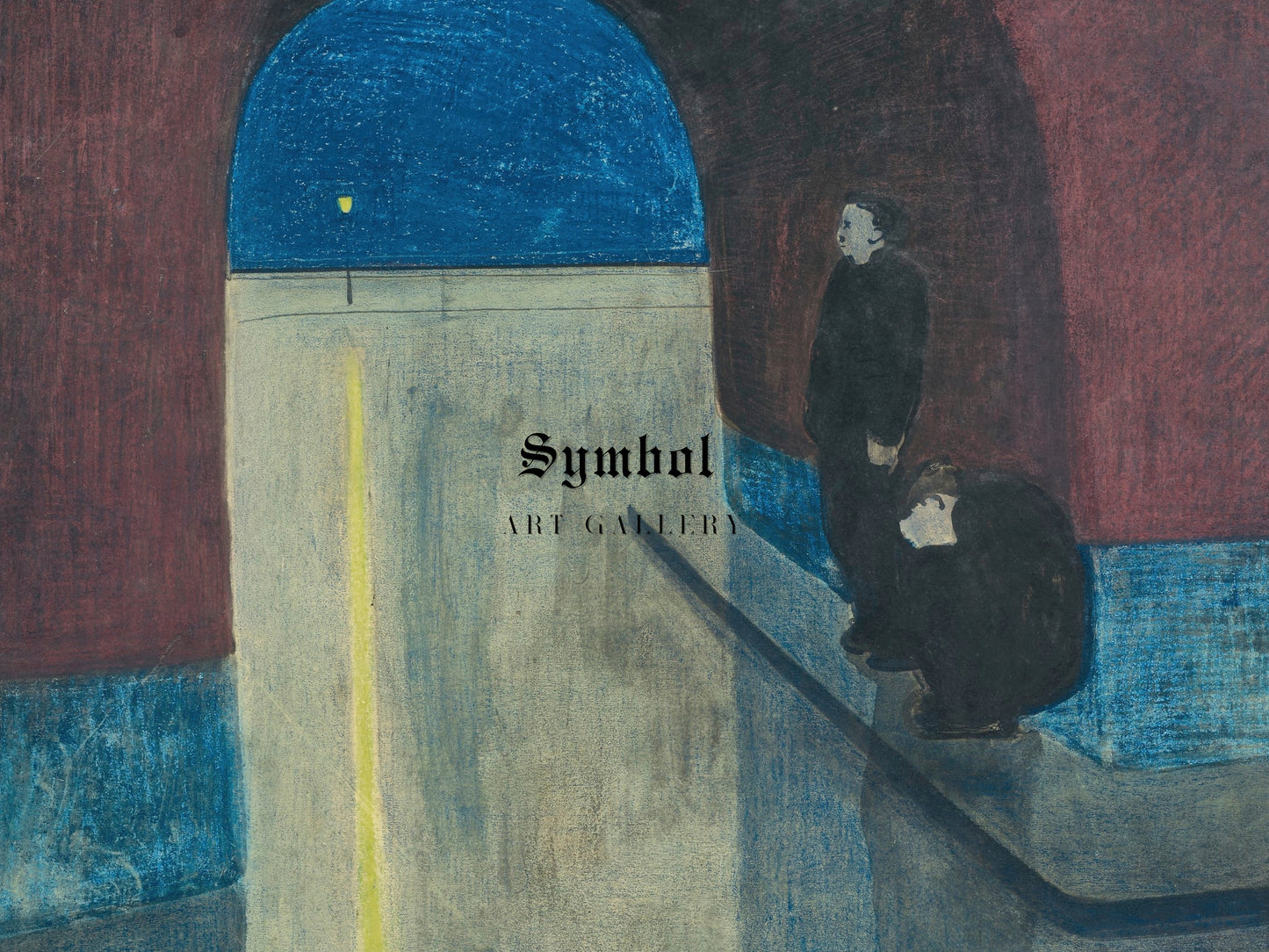 A Man and a Woman Sheltering under an Arch of the Drie Gapers by Léon Spilliaert 1910, Wall Art Print, Fine Art Reproduction, Museum Quality