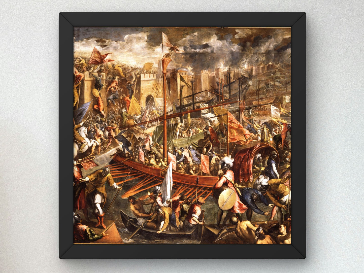 The Crusaders Army Attacks Constantinople by Palma il Giovane 1587, Wall Art Print, Fine Art Reproduction, Museum Quality Decor, Poster